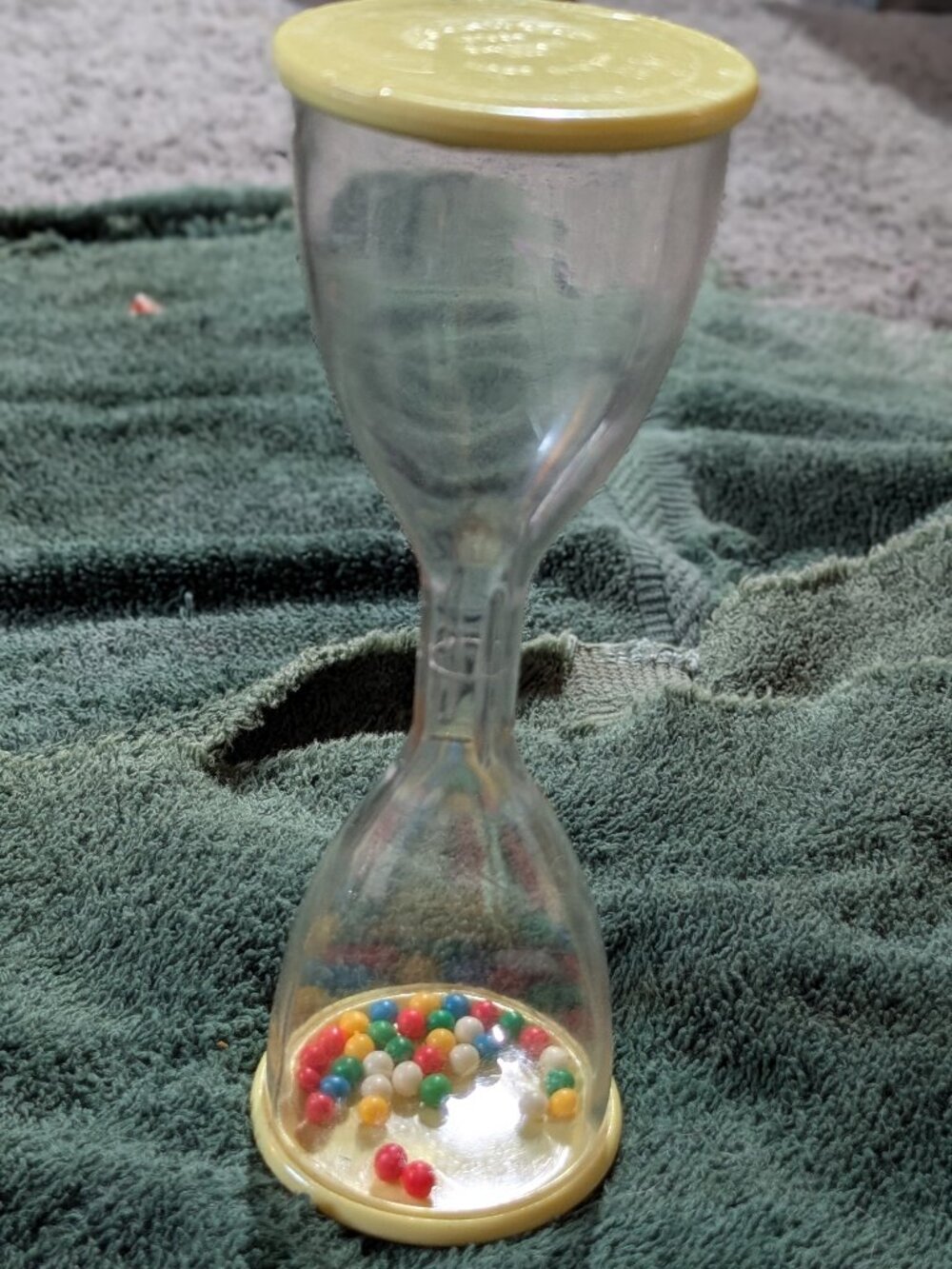 Vintage 1986 Baby Rattle Toy Nursery Needs Sanitoys Hourglass